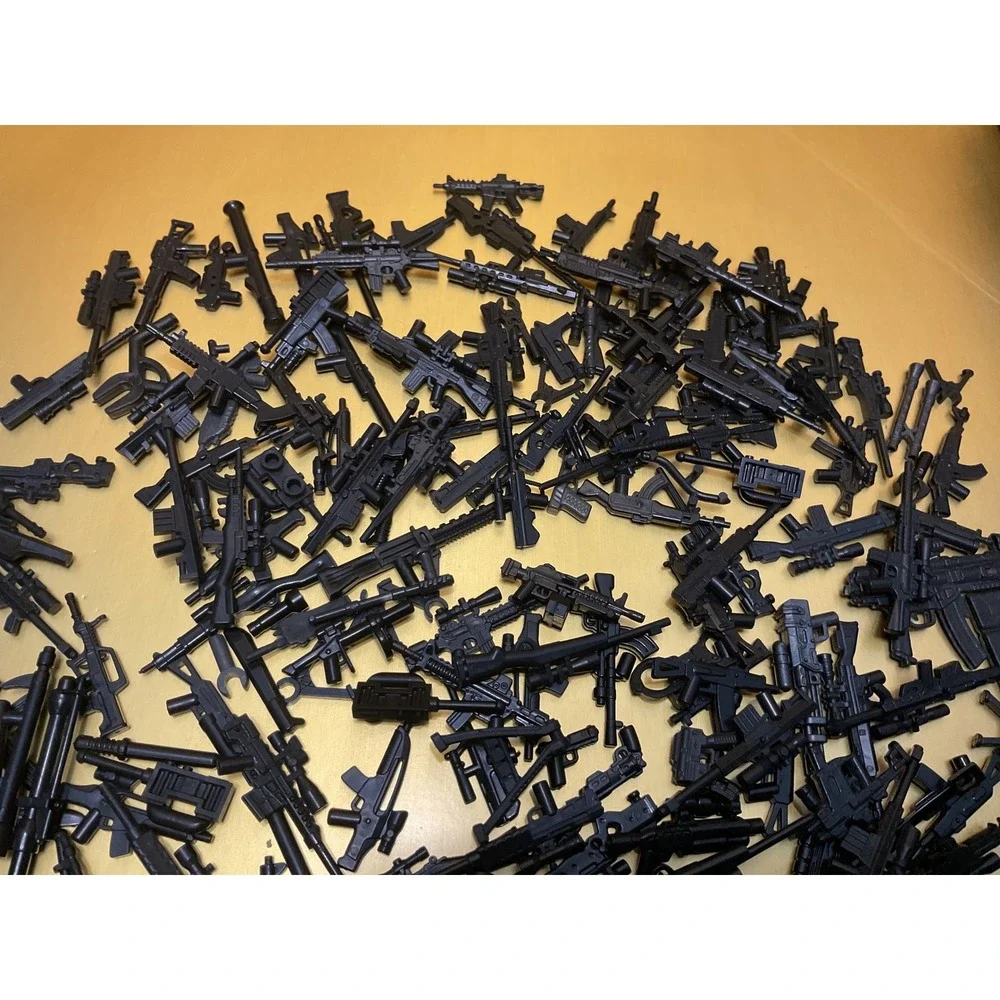 Military Weapon Accessory Lot for Building Blocks Guns Crates Barrels Sprue Set